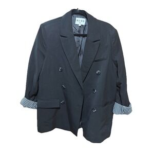 NA-KD Oversized Black Double Breasted Blazer Rolled Cuff Womens‎ US 6 EU 36 EUC